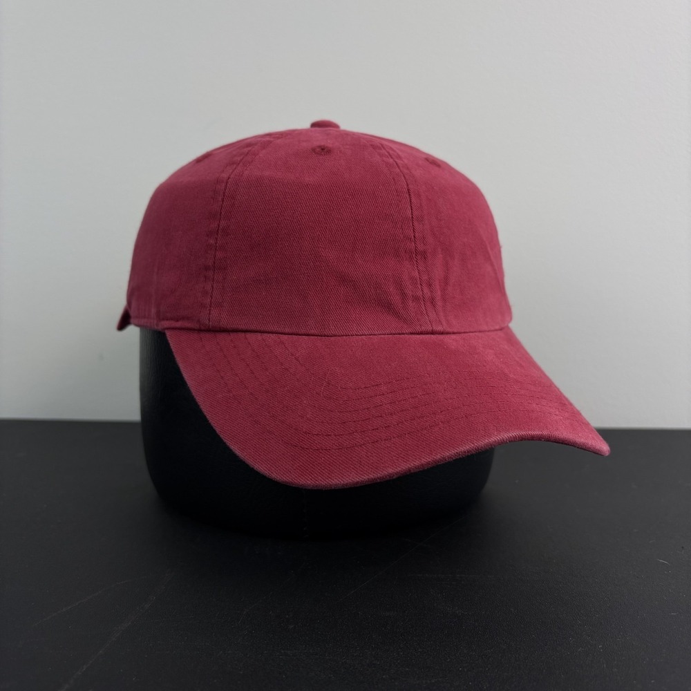 Y2K LA Blank Distressed Dad Hat Unstructured Washed Red Cotton Strapback Cap